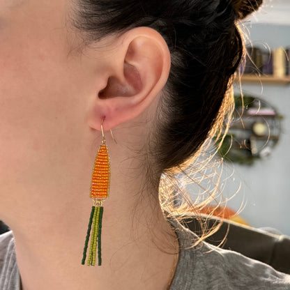 Carrot Beaded Earrings