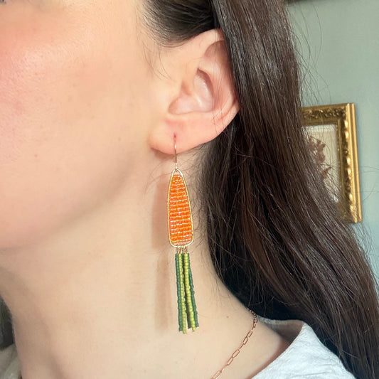 Carrot Beaded Earrings