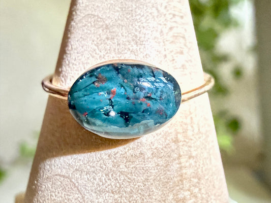 Crushed Malachite Ring - Gold Filled