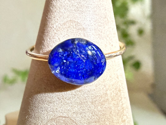 Crushed Lapis Lazuli Ring - Gold Filled