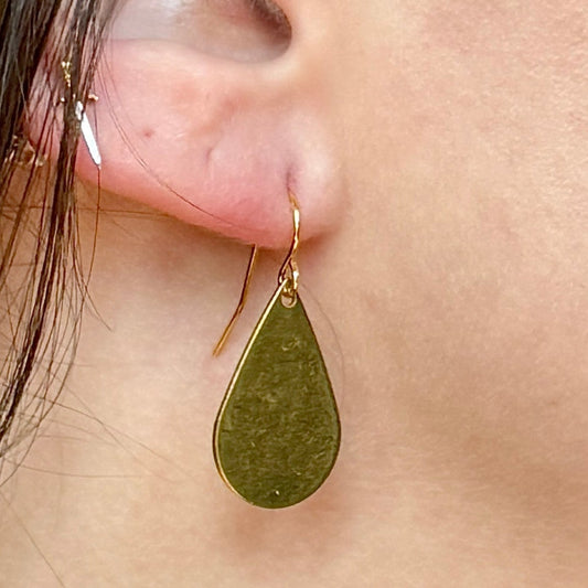 Raw Brass Hammered Tear Drop Earrings