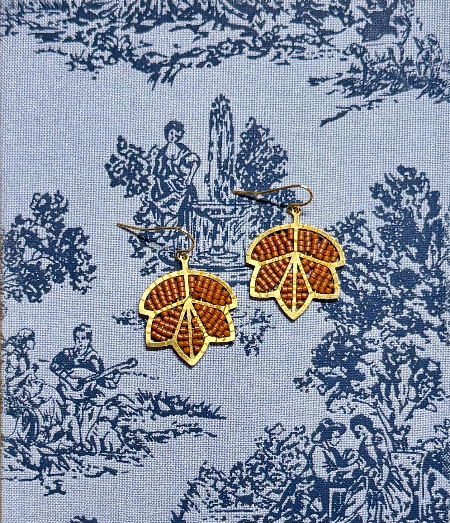 Fall Leaf Beaded Earrings