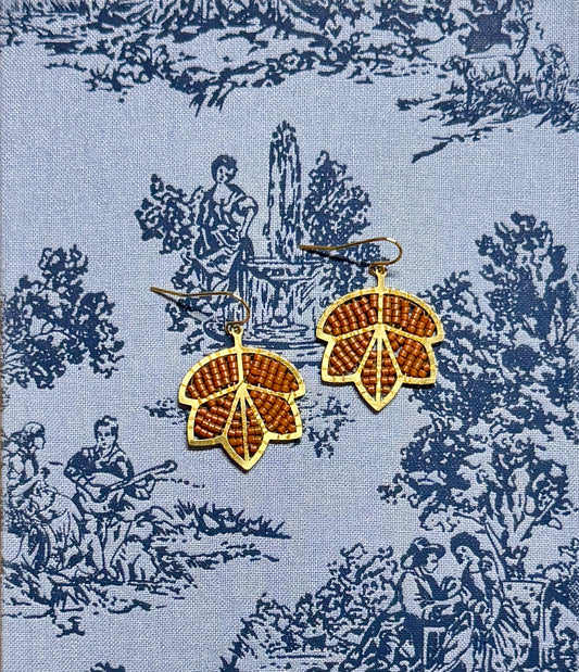 Fall Leaf Beaded Earrings