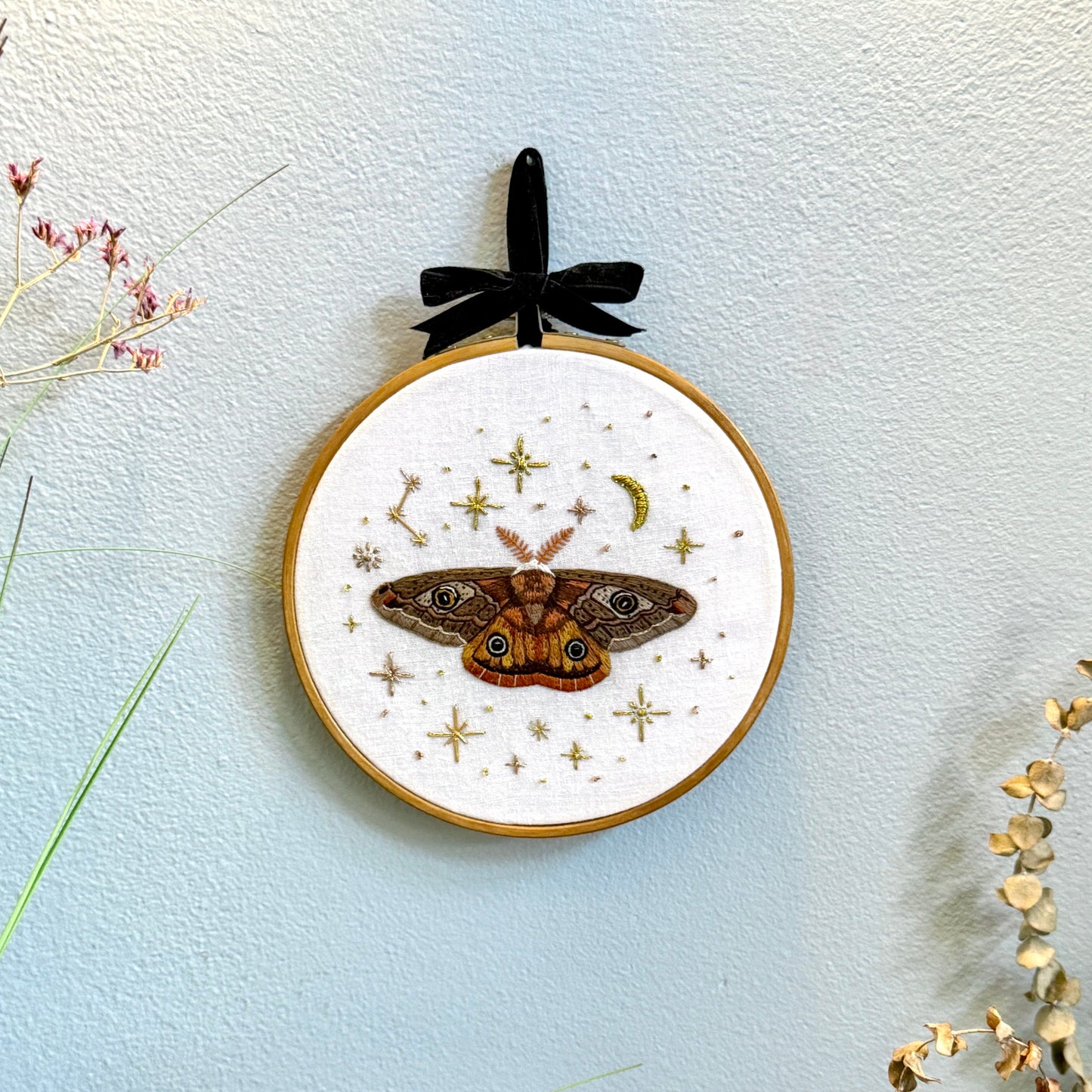 Celestial Moth - Hand Embroidered