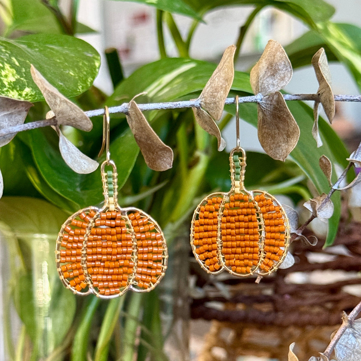 Pumpkin Beaded Earrings