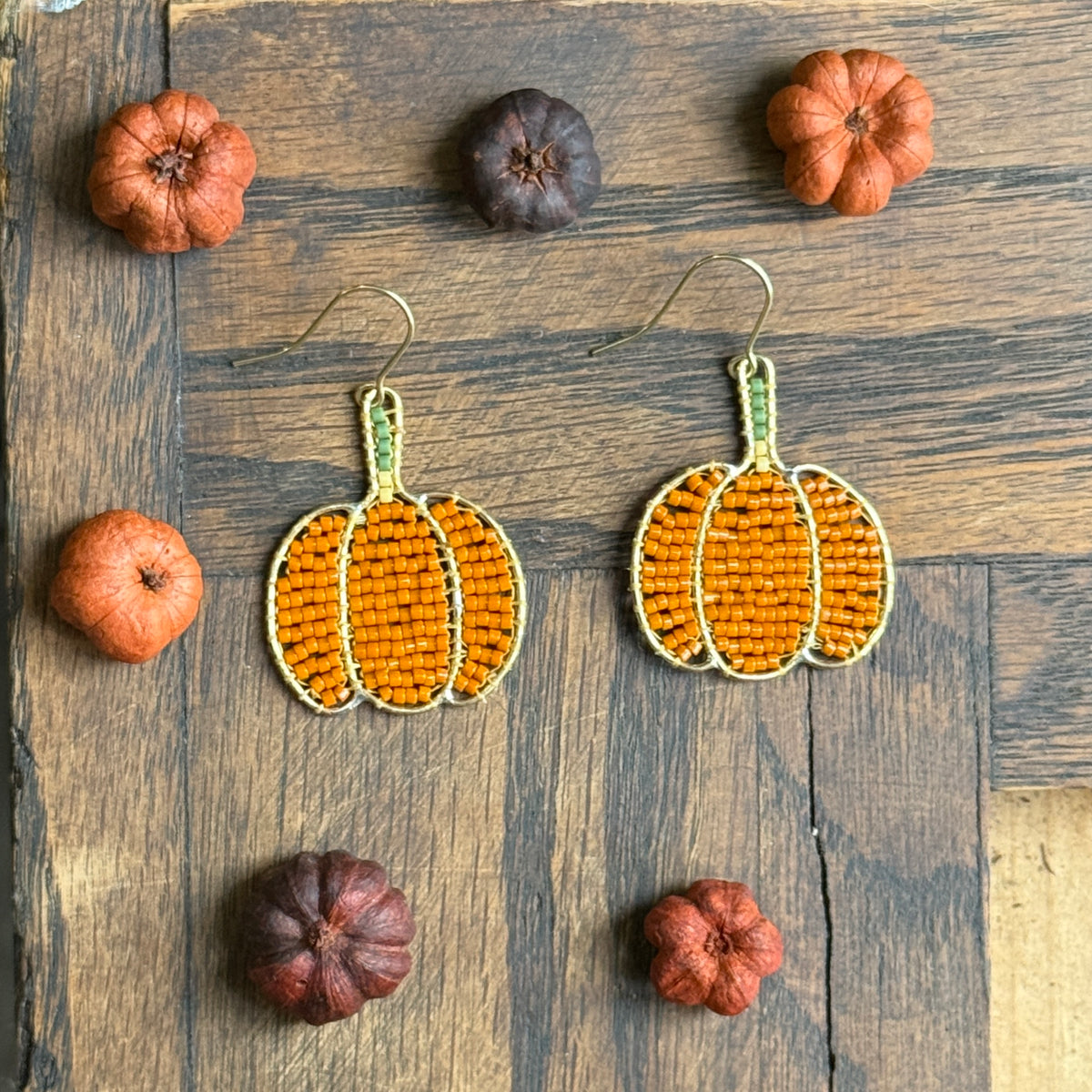 Pumpkin Beaded Earrings