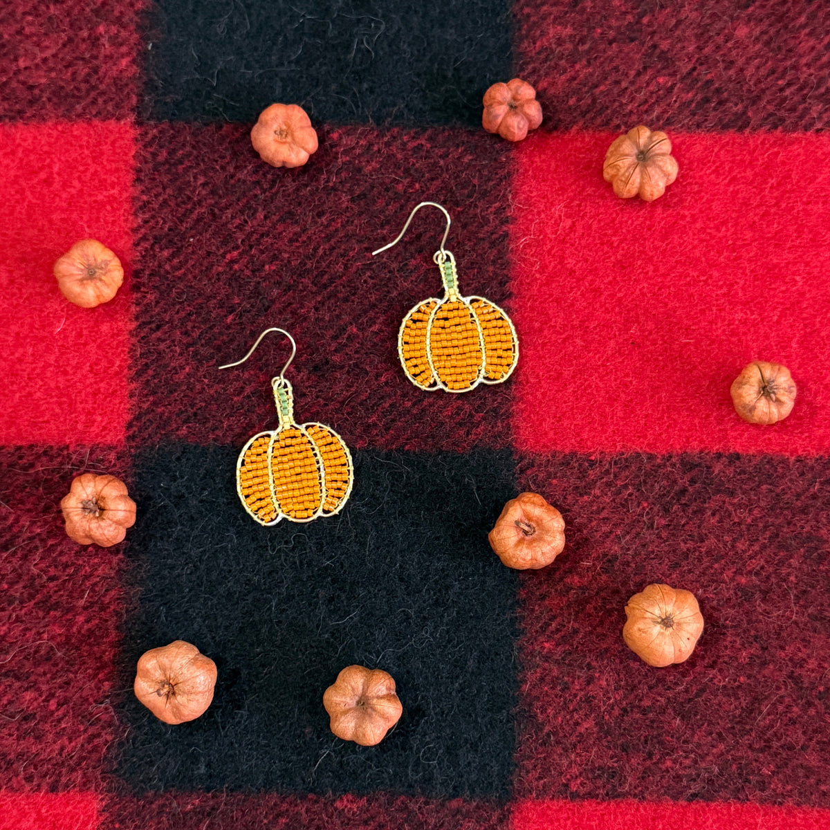 Pumpkin Beaded Earrings