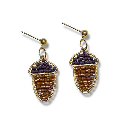 Beaded Acorn Earrings