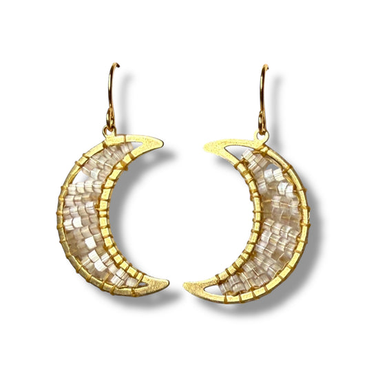 Beaded Moon Earrings