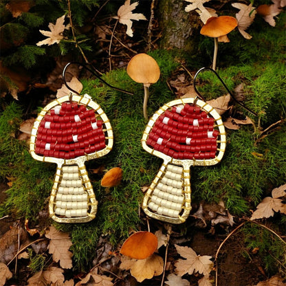 Mushroom Beaded Earrings