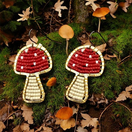 Mushroom Beaded Earrings