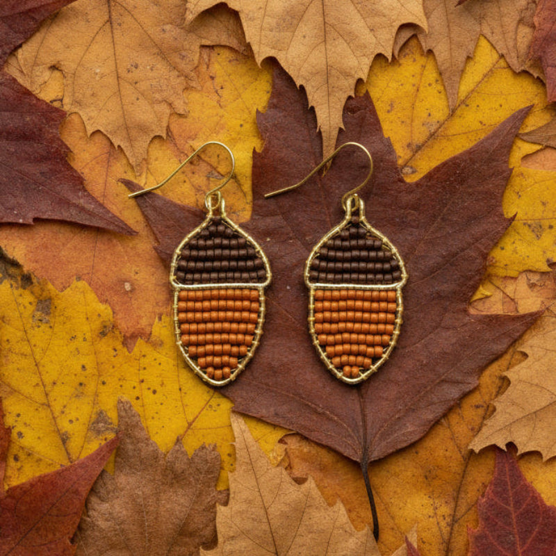 Beaded Acorn Earrings
