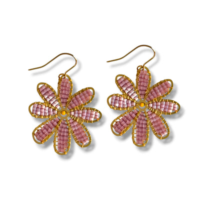 Pink Blossom Beaded Earrings