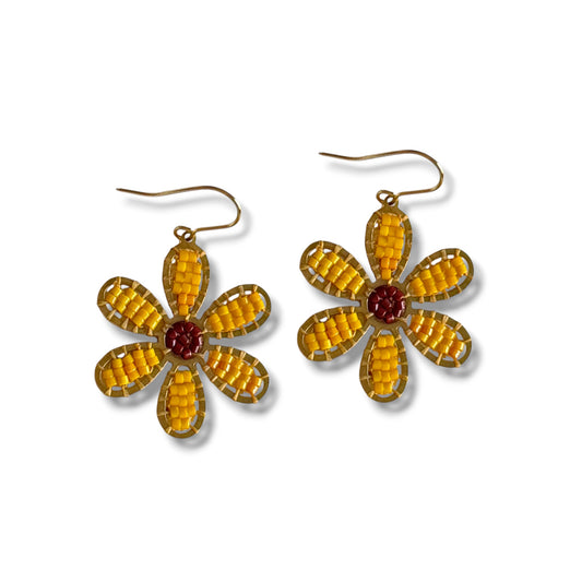 Sunflower Beaded Earrings
