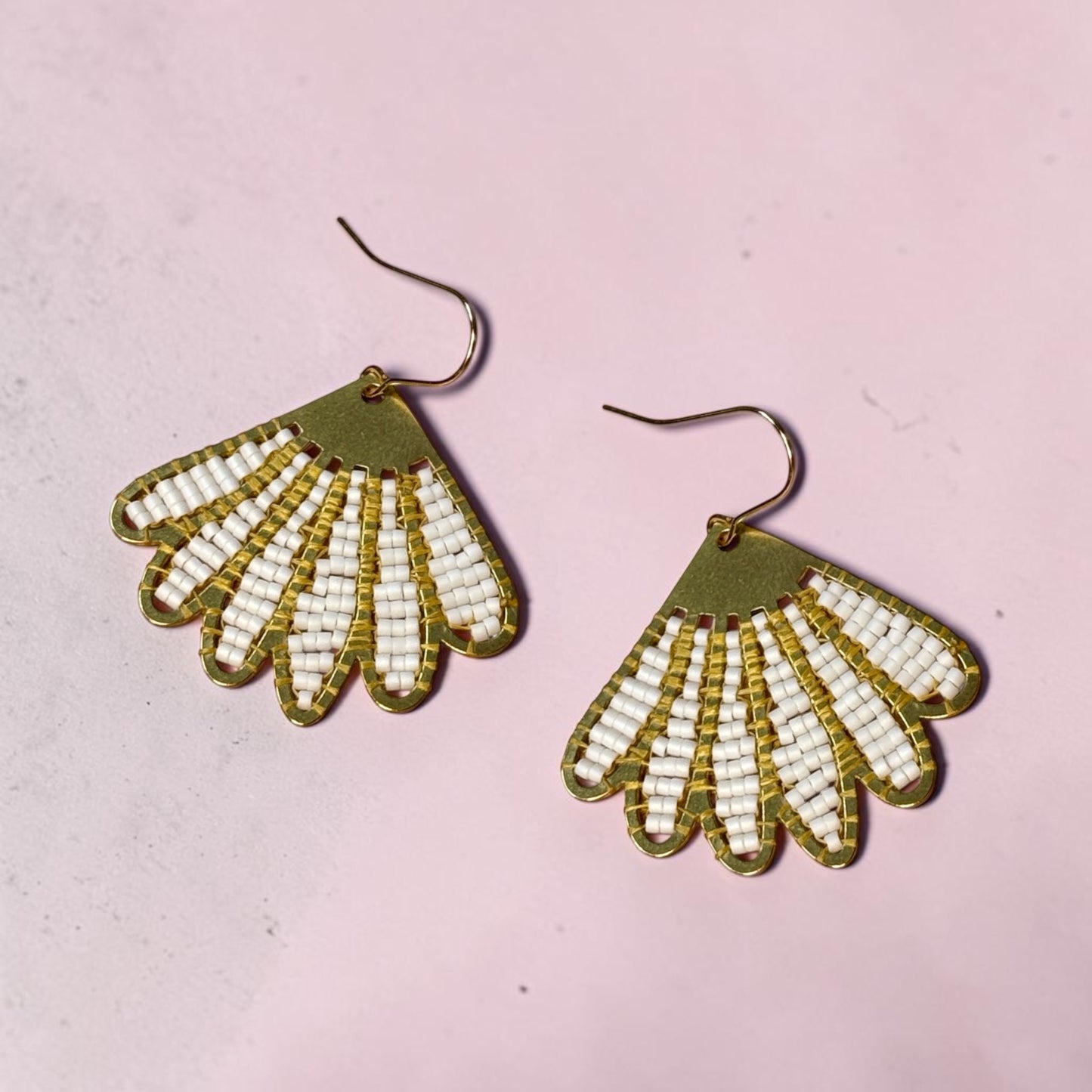 Half Daisy Beaded Earrings