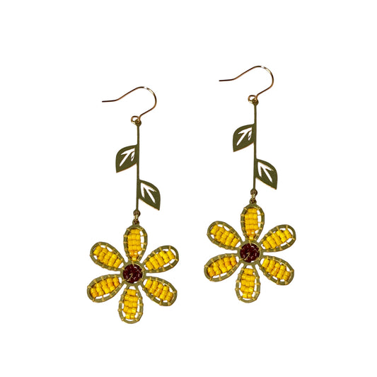 Sunflower Beaded Earrings
