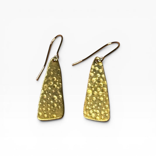 Raw Brass Hammered Triangular Earrings