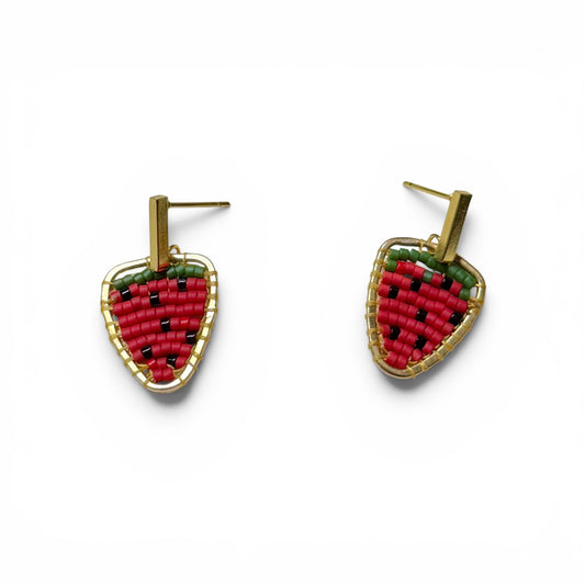 Strawberry Beaded Earrings