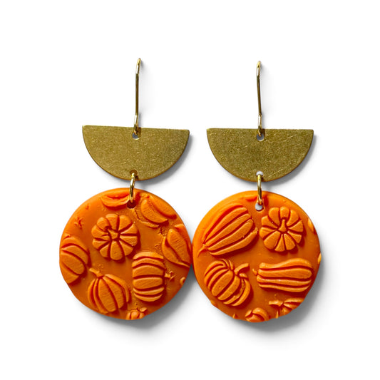 Libby Earrings - Orange - Pumpkin Embossed
