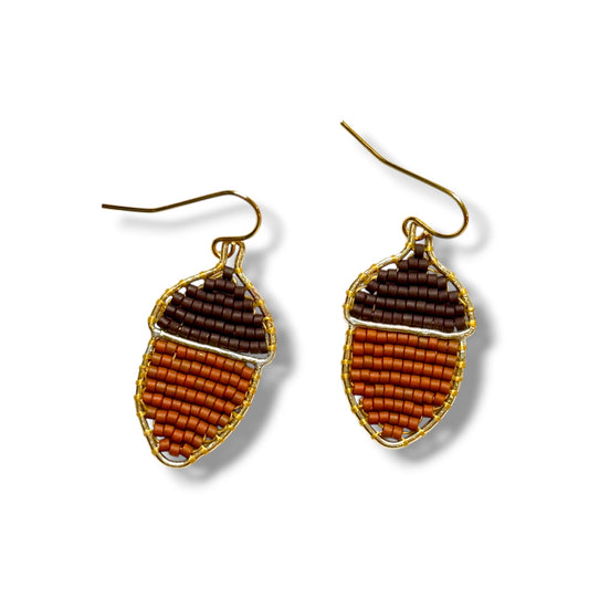 Beaded Acorn Earrings
