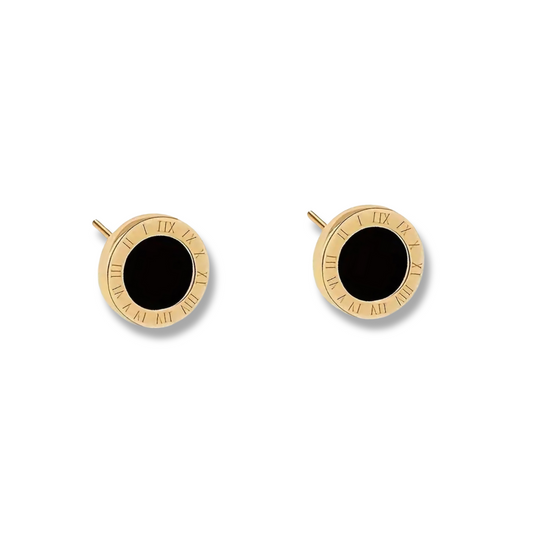 Black & Gold Circle Studs