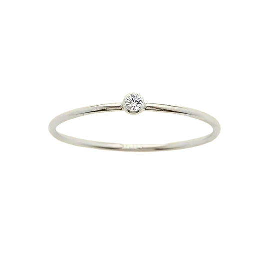 White Rhinestone Ring - Stainless Steel