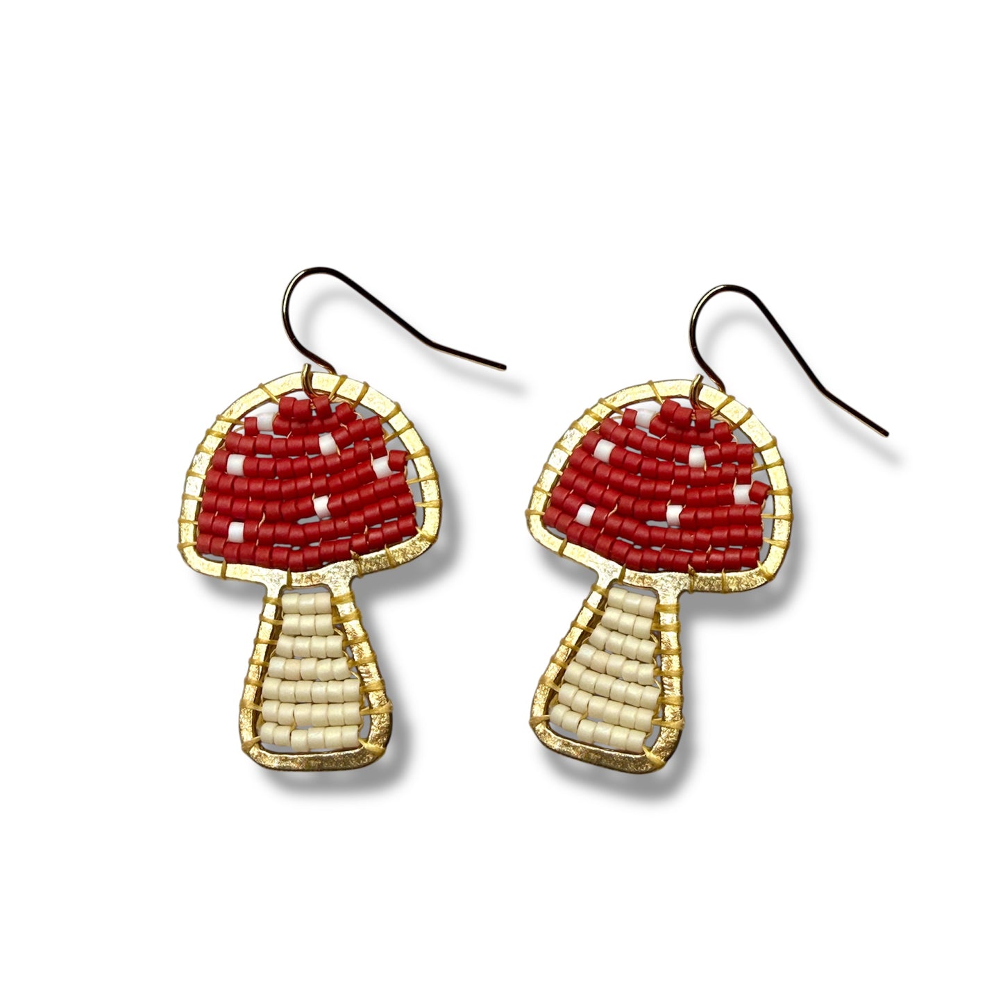 Mushroom Beaded Earrings - MADE TO ORDER