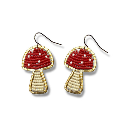 Mushroom Beaded Earrings - MADE TO ORDER