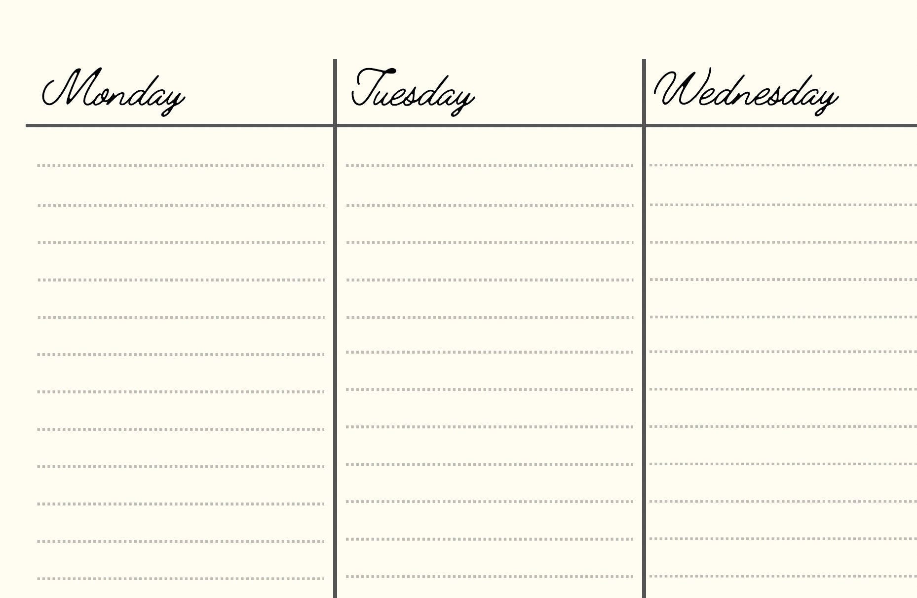 Undated Weekly Planner PDF - Landscape - Meraki Design Studio