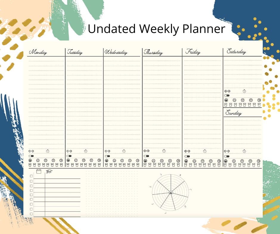 Undated Weekly Planner PDF - Landscape - Meraki Design Studio