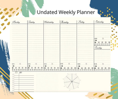 Undated Weekly Planner PDF - Landscape - Meraki Design Studio