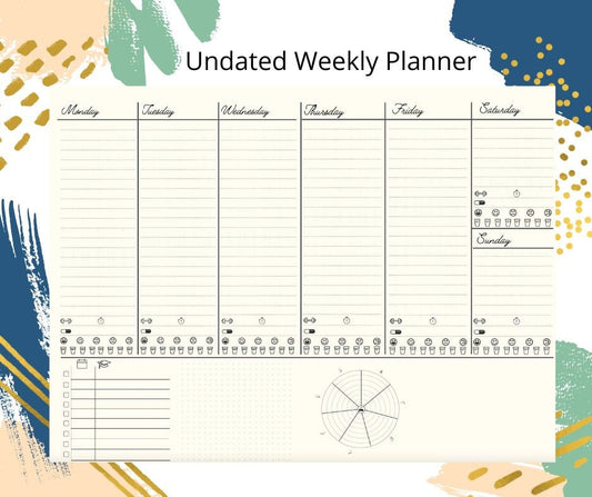 Undated Weekly Planner PDF - Landscape - Meraki Design Studio