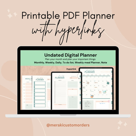 Undated Planner with Hyperlinks - Meraki Design Studio